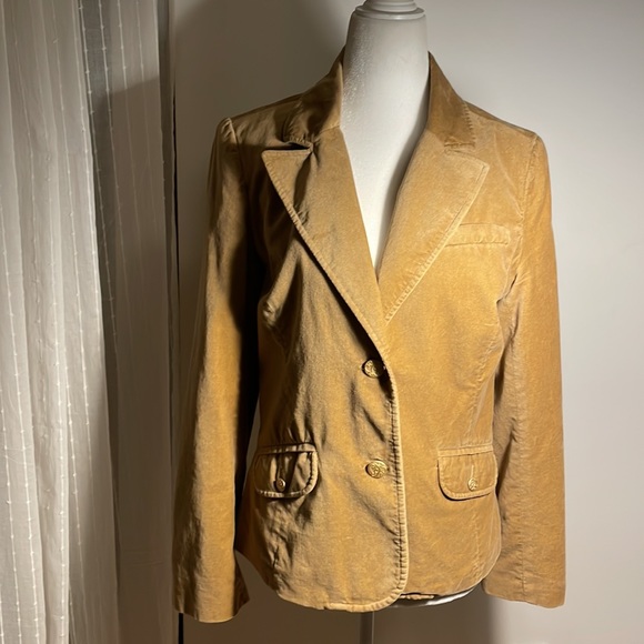 Old Navy (Est. 1994) Vintage Tan Velvet Blazer Floral Lining in Size Medium - Picture 1 of 9